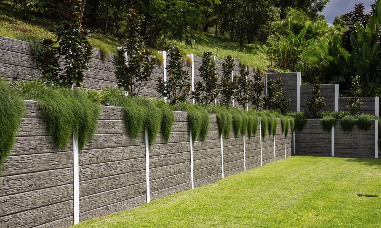 Modern concrete retaining wall installation in Santa Clara, CA