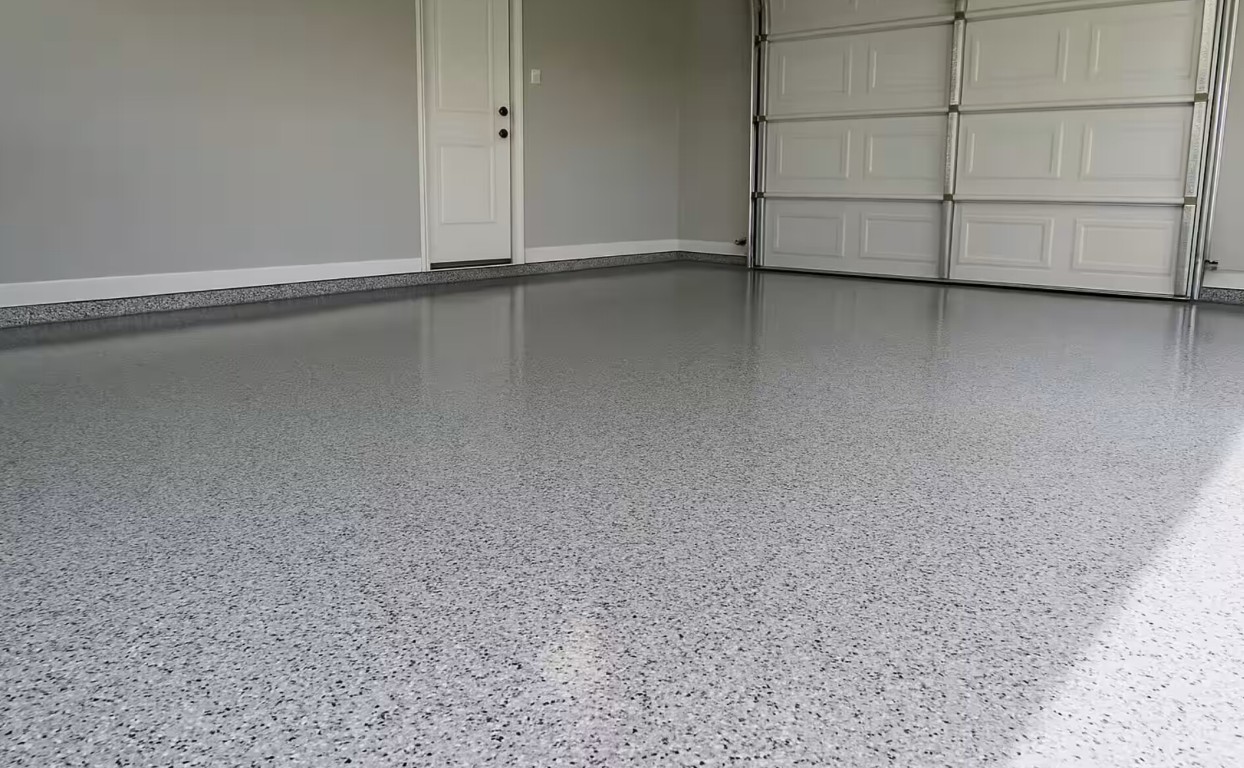 High-gloss epoxy garage floor coating in Santa Clara, CA